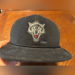 Corduroy Coal headwear wolf snapback